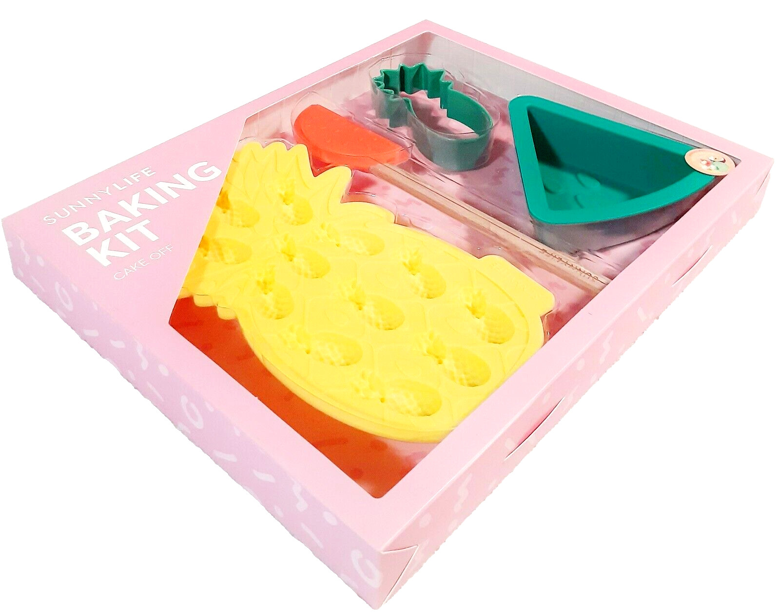 Sunnylife Fruit Salad 4 Piece Baking Kit Cupcake Mold Cookie Cutter Spatula NIB