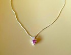 STUNNING, ELEGANT  18" Silver Necklace w/ Pink Heart shaped gemstone  pendant — photo 7