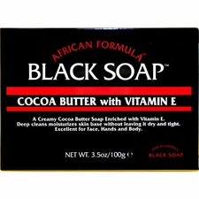 African Formula Black Soap Cocoa Butter Vitamin E Jabon Negro Manteca de Cacao 