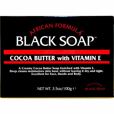 African Formula Black Soap Cocoa Butter Vitamin E Jabon Negro Manteca de Cacao 