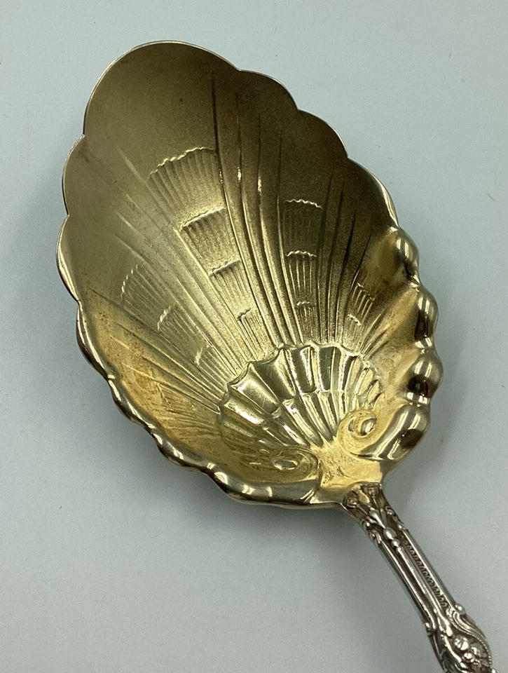 VERSAILLES GORHAM 纯银大号浆果砂锅供应勺子金色洗涤 9 1/8 英寸 — 第 2/4 张图片