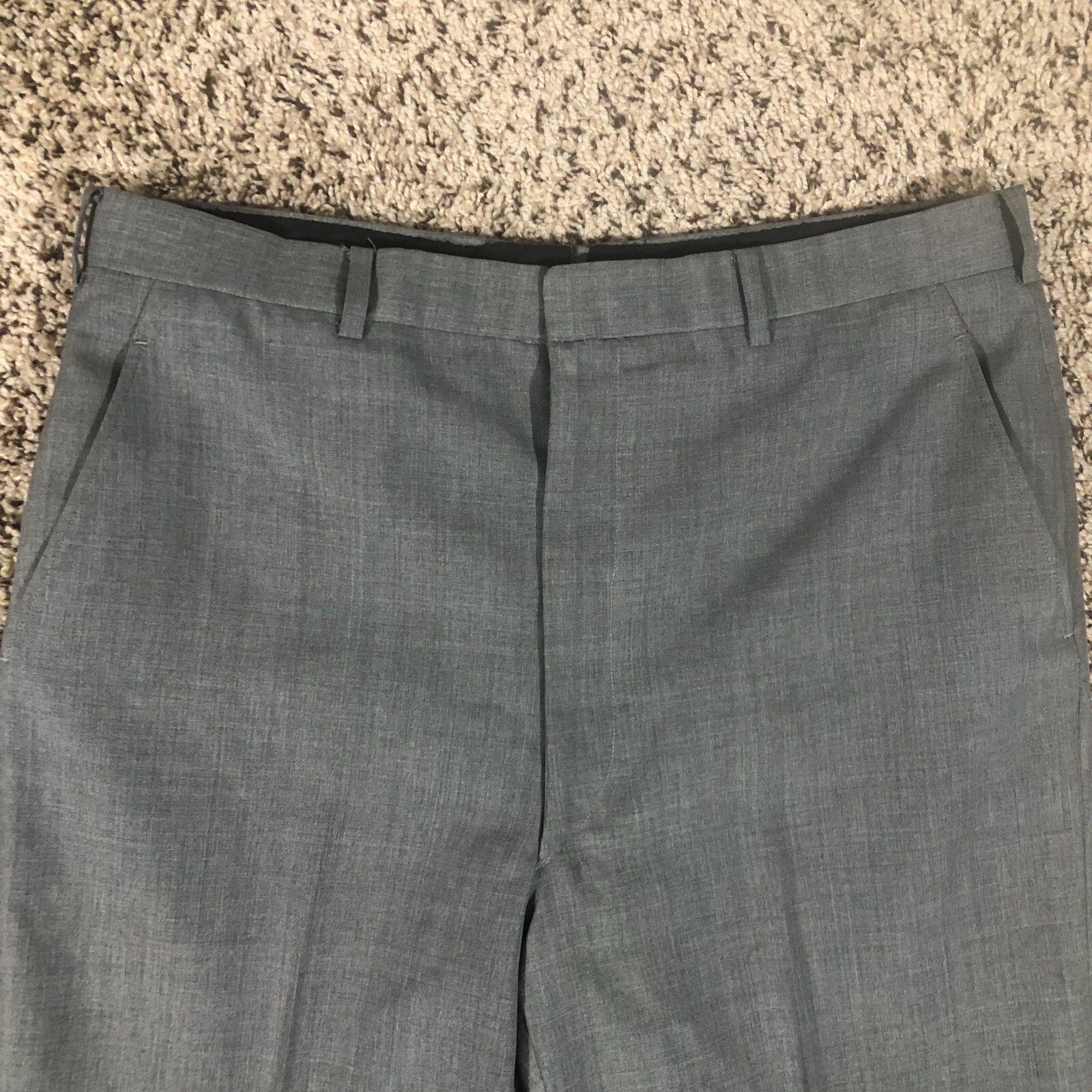 Hickey Freeman Men Sz 35x34 Grey Dress Pants Flat Front Trousers Made in USA image 3