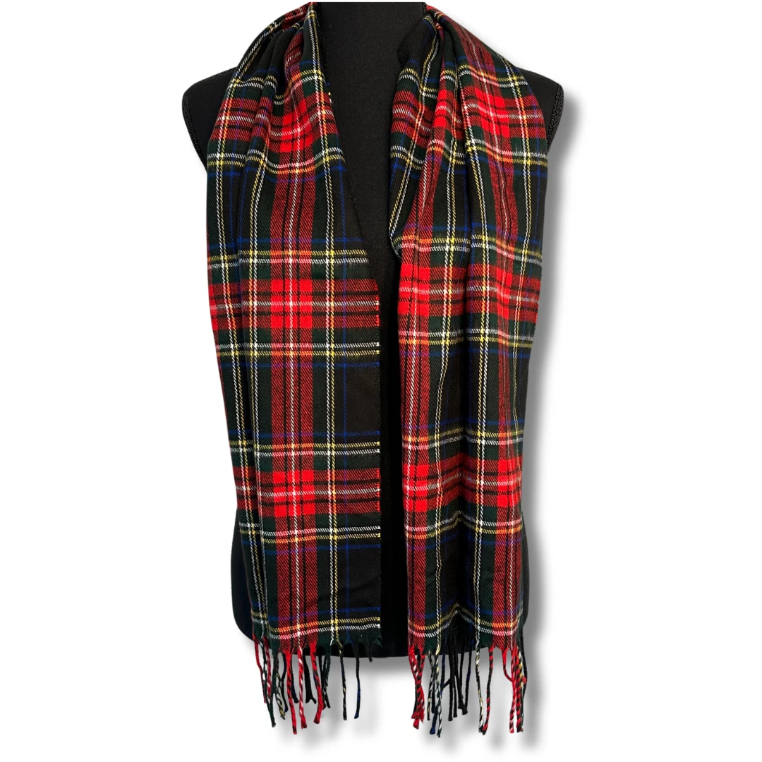 Foulard vintage années 80 Christian Dior Monsieur Cashmaire rouge plaid acrylique made England