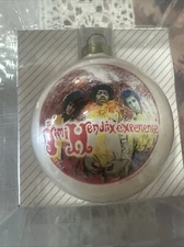 VTG 1996 Jimi Hendrix Christmas Ornament Santa's Rockshop Pearl White