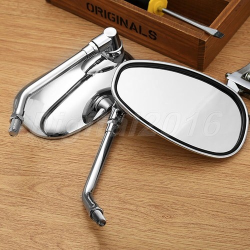 2Pcs 10mm Motorcycle Motorbike Chrome Side Rearview Rear View Mirrors Universal - Picture 3 of 8