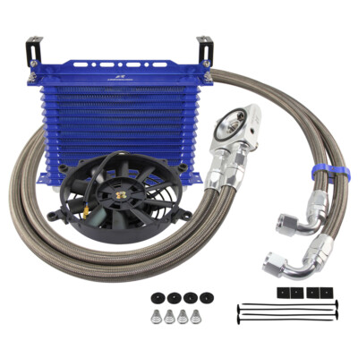 15-reihiges Ölkühler-Kit Universal mit Halterungslüfter Thermostat 73±0,5° 