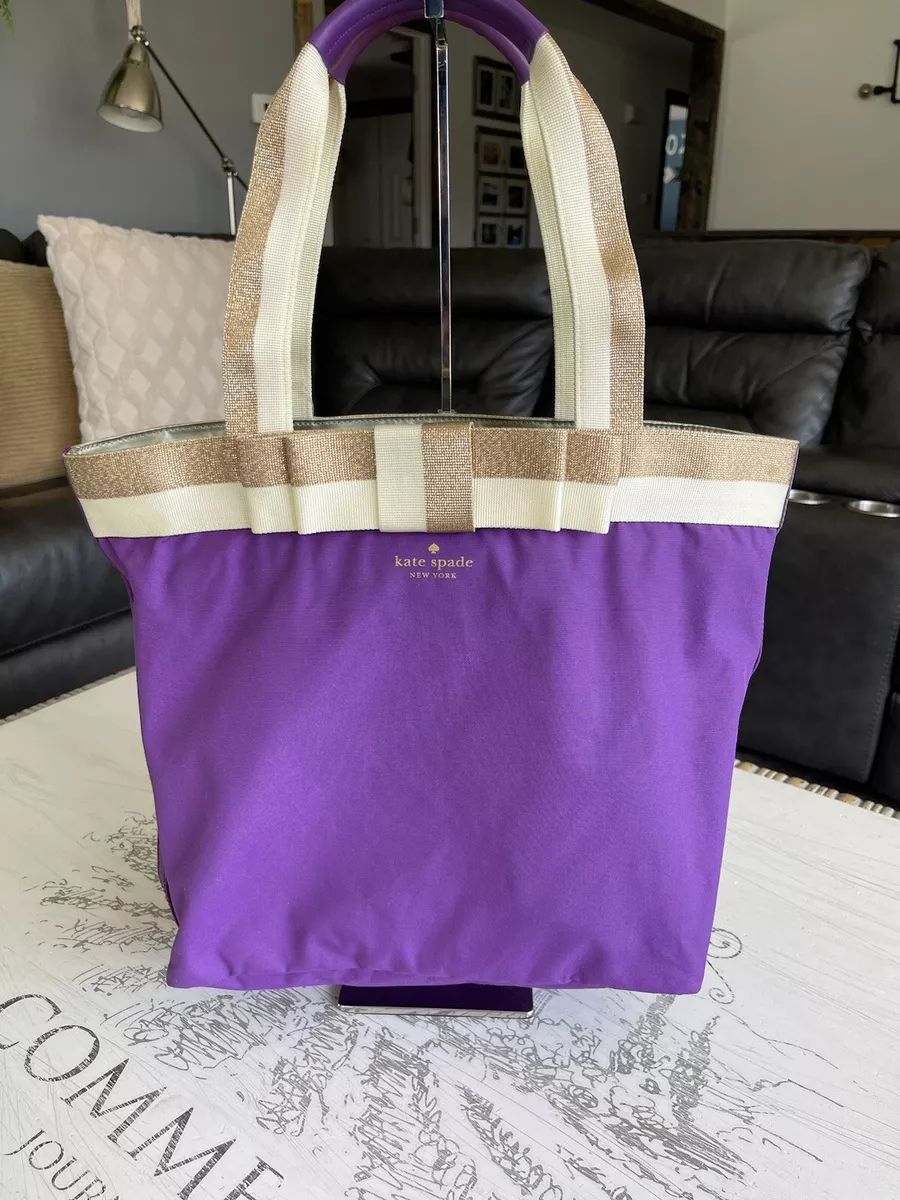 Kate Spade Barrow St. Bon Nylon Shopper Tote Purse Violet Cream