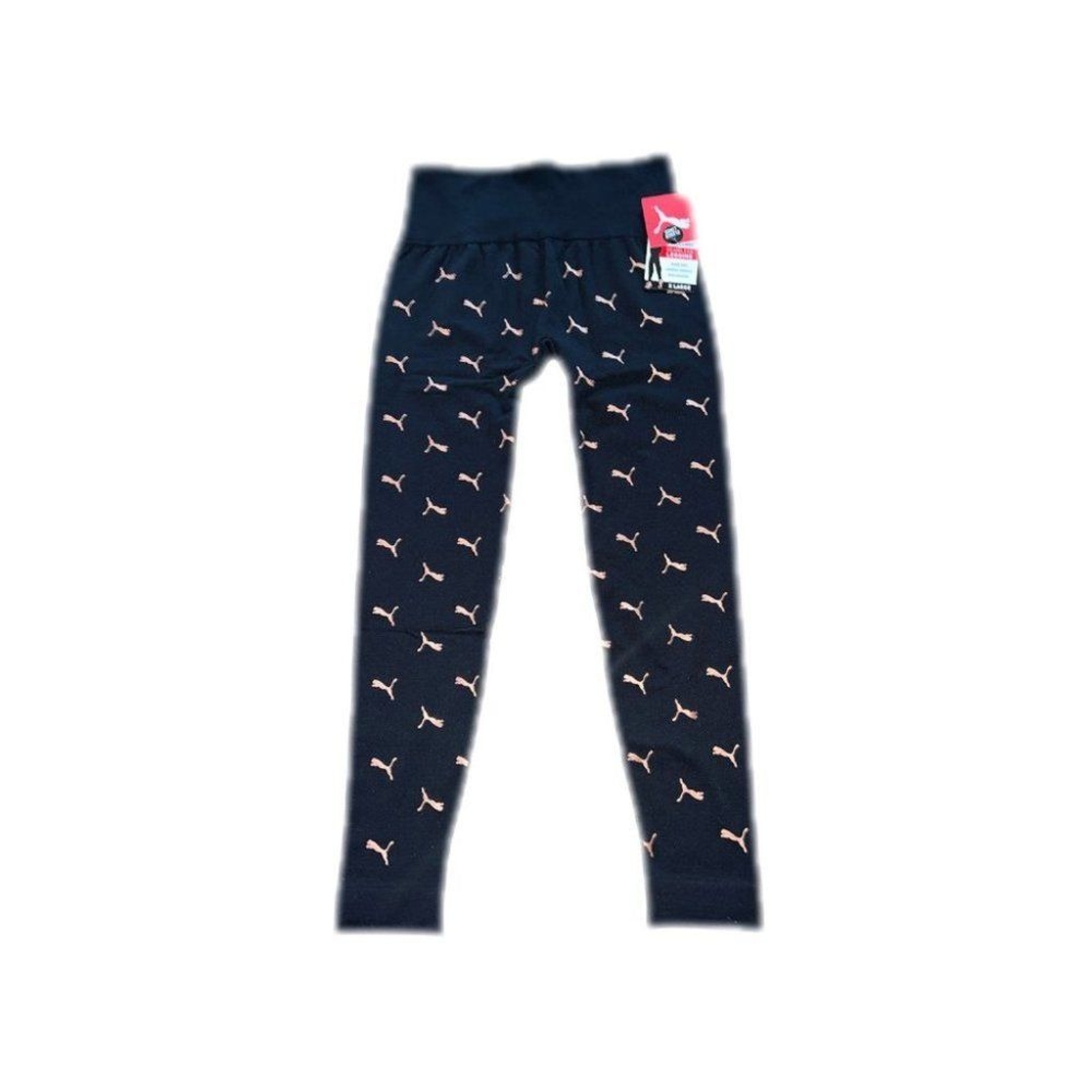 Leggings Puma Womens Black High Waist Fleece Lined Logo Print Seamless Legging-image