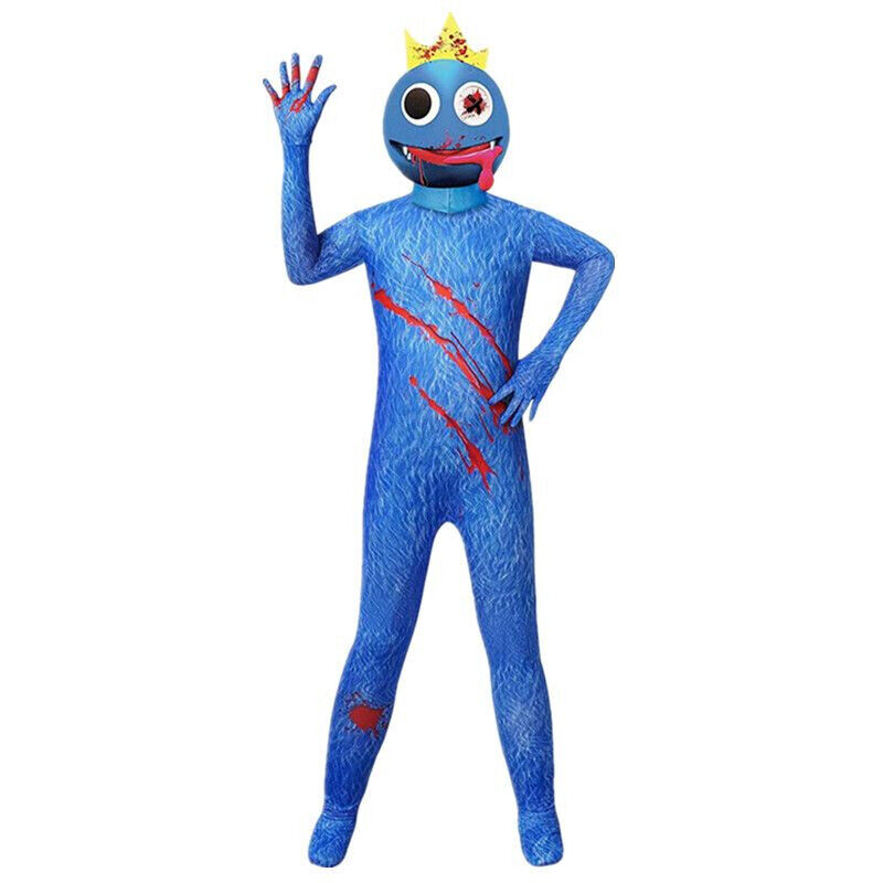 Rainbow Friends Costume Kids Blue Cosplay Horror Game Halloween