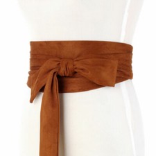 UK Women Solid Bow Obi Belt Wide Strap Japanese Sash Tie Dress Corset Wiastbands