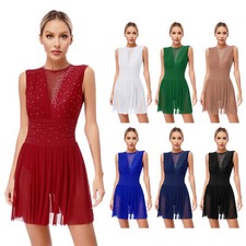 Womens Dancewear Ballerina Dress Workout Costume Shiny Unitard Roller Skating