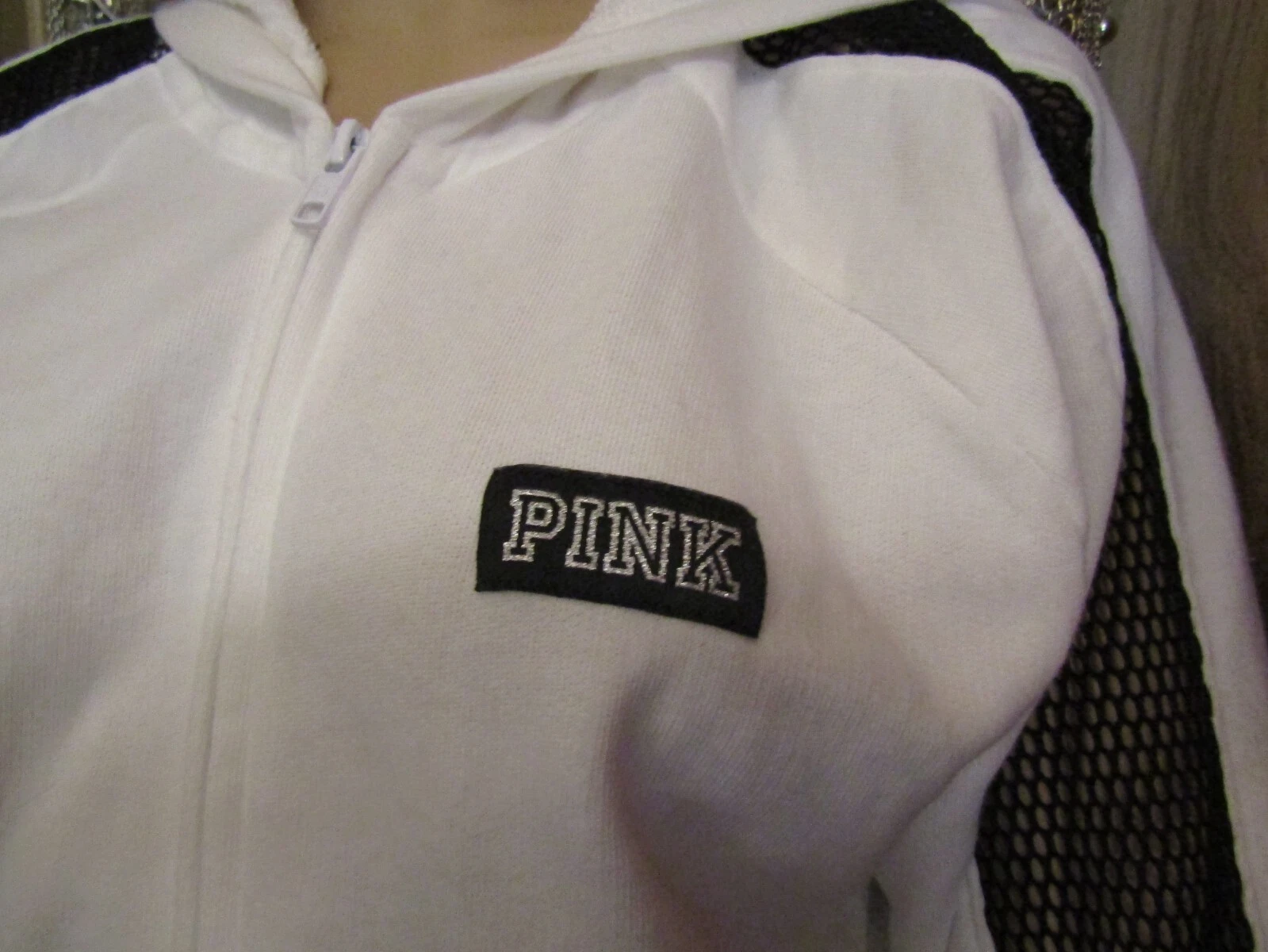 UNDERCOVER Giacca VICTORIAS SECRET bianco con cappuccio ROSA giacca manica rete unisex C152