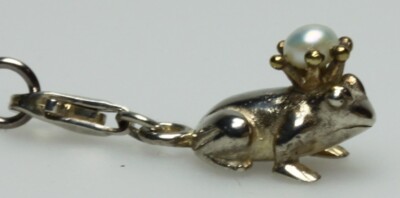Anhänger Froschkönig Perlenkrone Charm 925 Sterling Silber