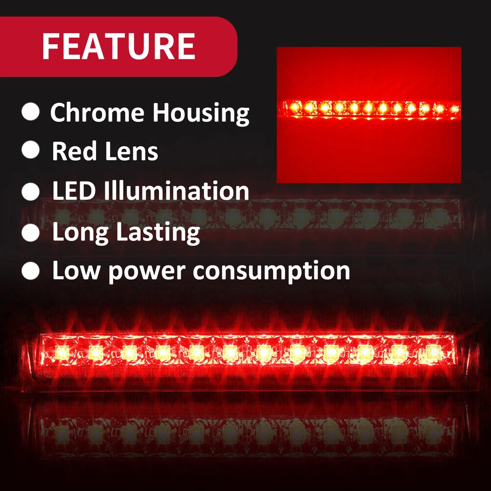 Tercera luz de freno LED 3RD para Chevrolet Suburban Tahoe GMC Yukon 2000-2006 roja Foto 3 de 4