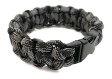 Paracord Bracelet 550 Black Tactical 3/8" Buckle (Metallic) Hand Made 
