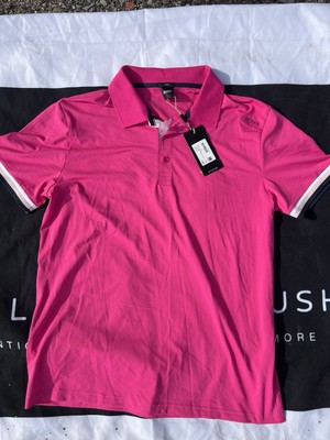 Hugo Boss Black Label Men's Bright Pink Paule Tipped Slim Fit Polo Shirt XXL NWT