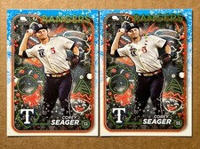 Corey Seager 2024 Topps Holiday Base & Xmas-lights Variation. Rangers