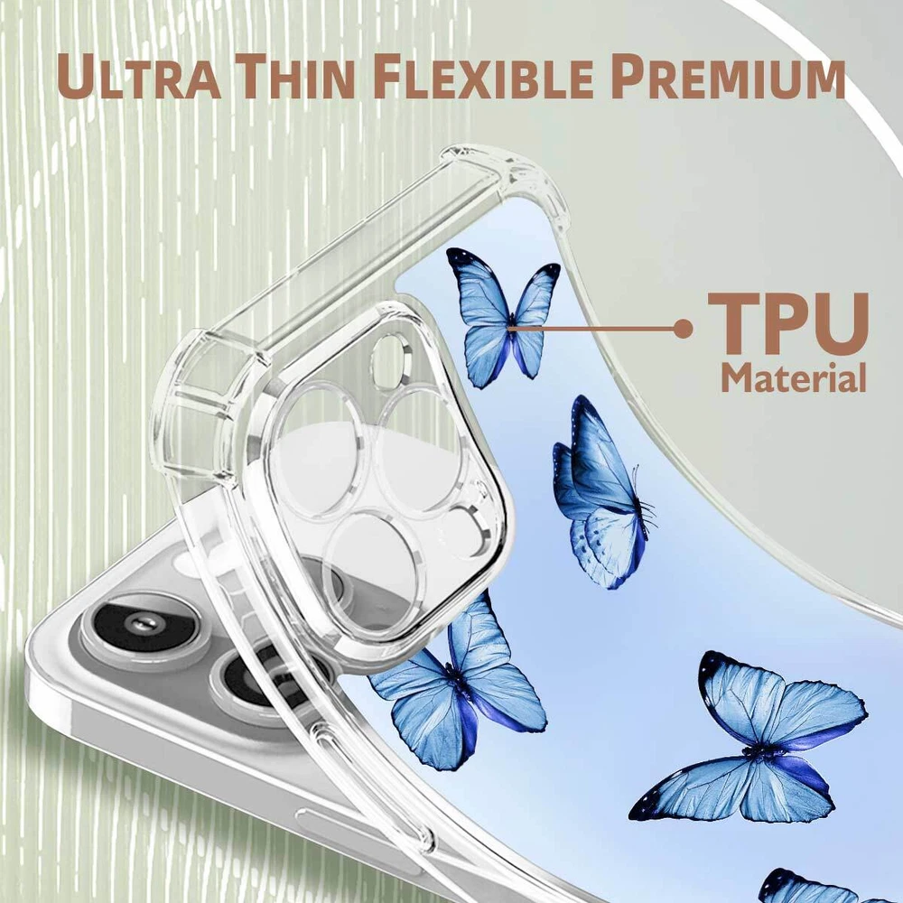 iPhone 14 Pro Max 15 16 Plus Samsung A56 A16 Butterfly TPU Case