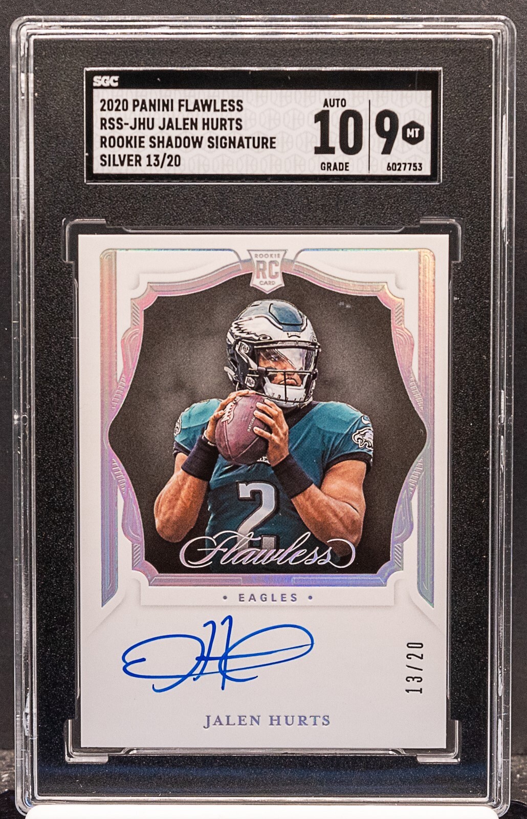 Jalen Hurts Panini Flawless Rookie Shadow Signatures #RSSJHU Silver