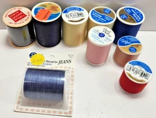 9 SPOOLS NEW COATS & CLARK + SEWING THREAD JEAN THREAD PIECE GOODS SHOP