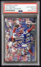 Pat Neshek Phillies Signed 2018 Topps Stadium Club Card #196 PSA Authenticated