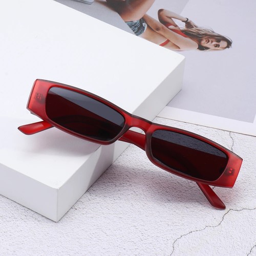 Small Rectangle Sunglasses Women Men Retro Narrow Frame Leopard Vintage - Picture 9 of 19