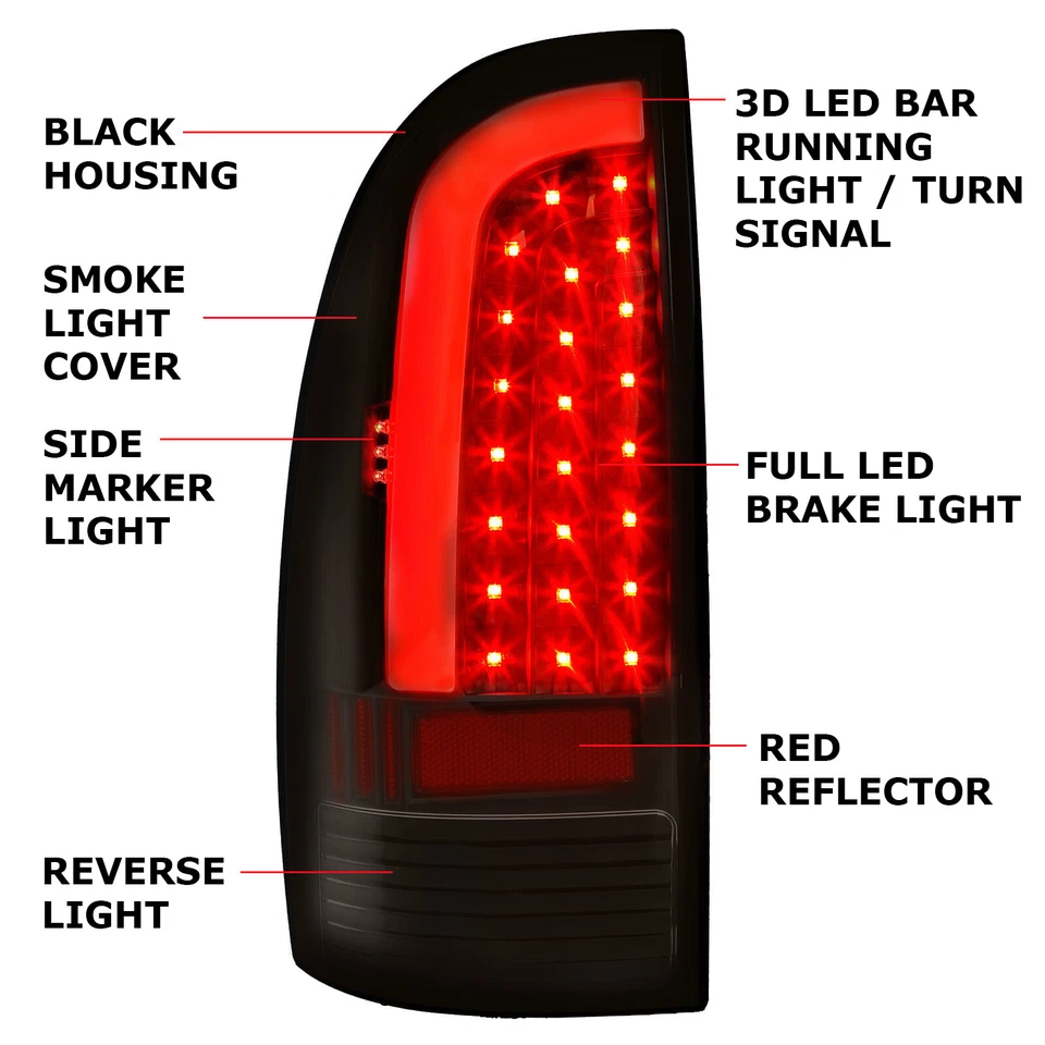 Luces traseras LED secuenciales lámparas de freno humo para Toyota Tacoma 2005-2015 Foto 2 de 4