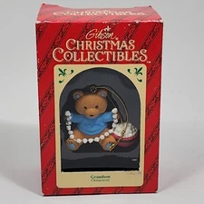 Vintage Gibson Greetings Teddy Hugglesbie Grandson Xmas Popcorn Garland 1992