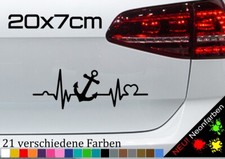 Anker Autoaufkleber Herzschlag Liebe Sticker Sylt Rügen Usedom Nordsee 20x7cm
