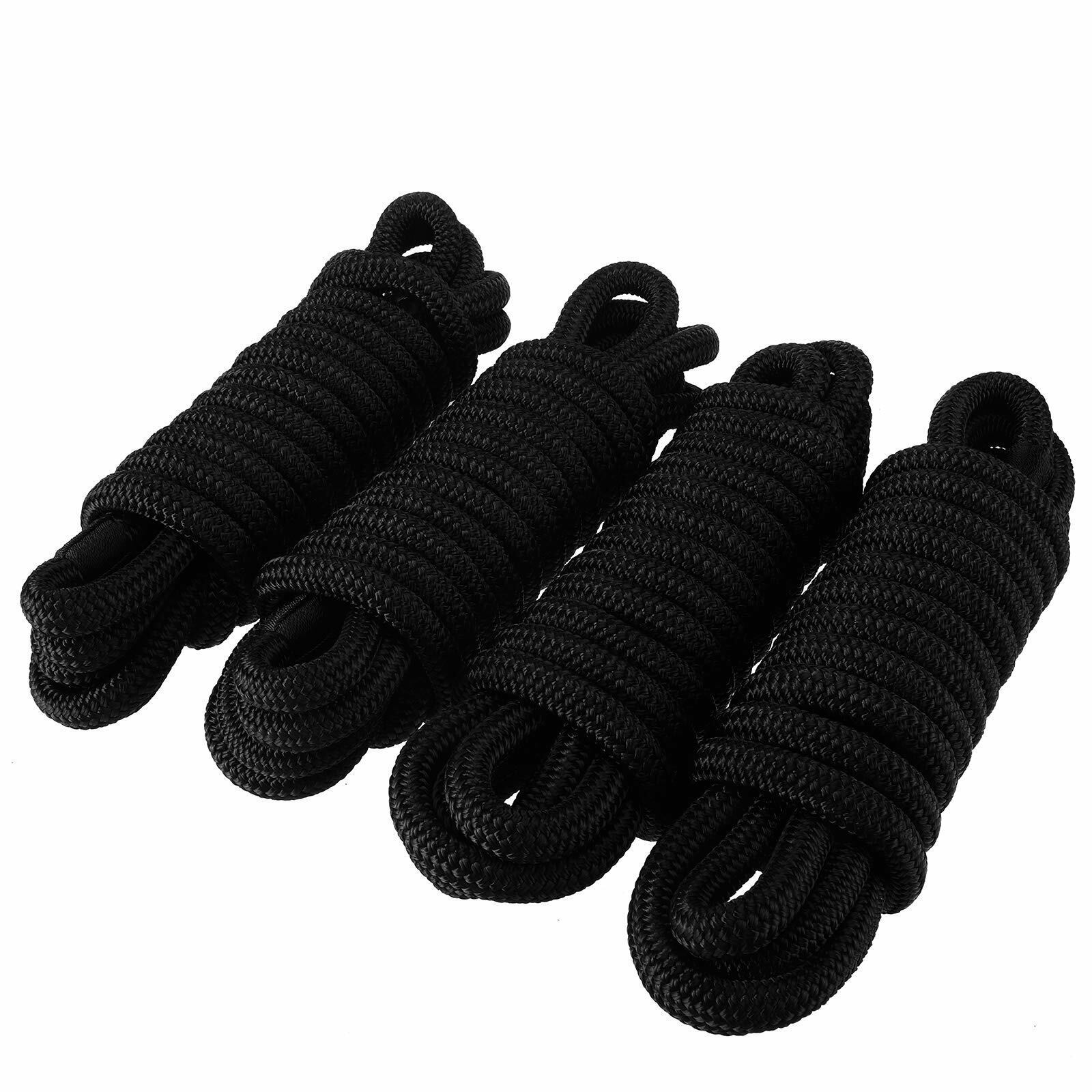 4 Pcs Boat Dock Line 5/8 Inch 25ft Double Braid Nylon Mooring Rope for