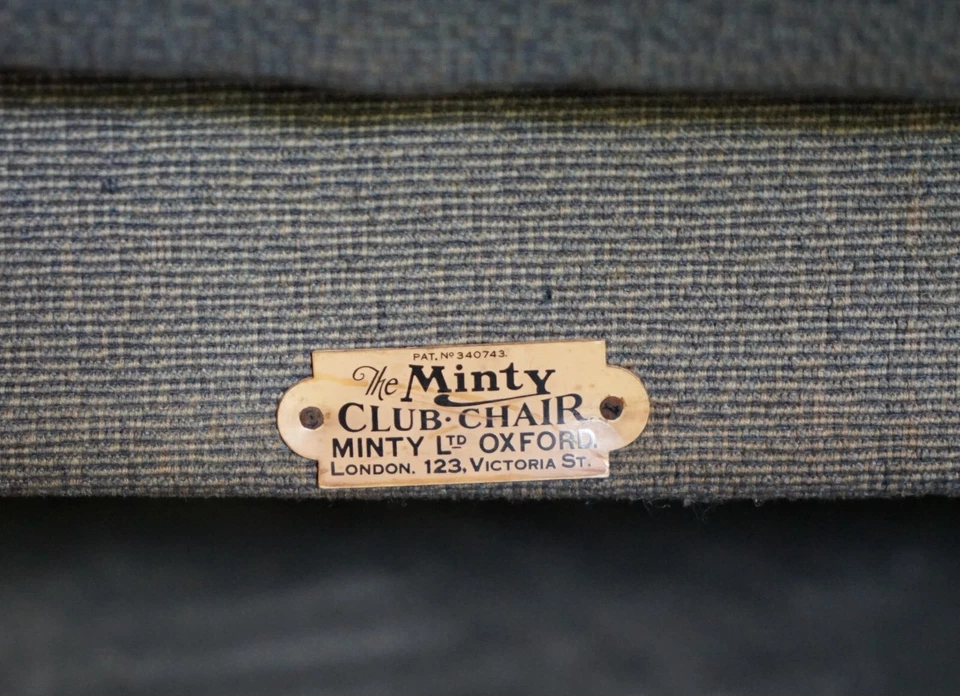 SUPER RARO SOFÁ Y SILLÓN OXFORD ANTIGUO MINTY DE 1933 DE TRES PIEZAS Y SUITE Y RECIBO Foto 4 de 4