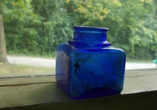 COBALT BLUE EARLY 1900 SQUARE INK BOTTLE SHOWN DUG IN OUR DIGGING VIDEO