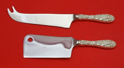 Rose by Stieff Sterling Silver Cheese Server Serving Set 2pc HHWS Custom Made - Picture 2 of 11