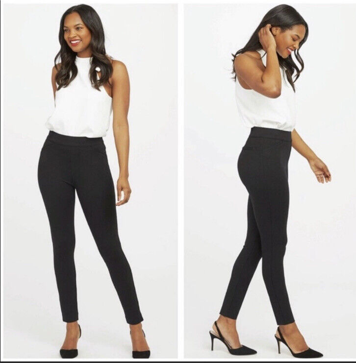 Spanx Black Pants Back Seam SKINNY Sz M 