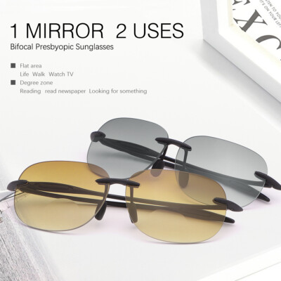 2PCS Classic Bifocal Outdoor Reading Glasses Sunglasses Comfortable Sun Readers