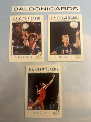 1992 IMPEL US OLYMPIC Volleyball 3 Card Lot! Partie Oden Kemner NM+