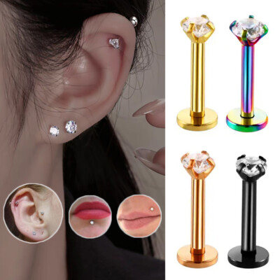 1Pcs Surgical Steel Stud Labret Bars Tragus Helix Monroe Piercing Lip Ear  Ring ·