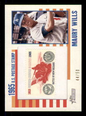 2014 Topps Heritage 1965 US Postage Stamp Relic Maury Wills Dodgers 44/50