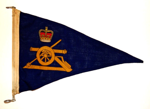BRITISH MILITARY CAP BADGES, Royal Artillery Pennant, Post 1952, Queen's Crown