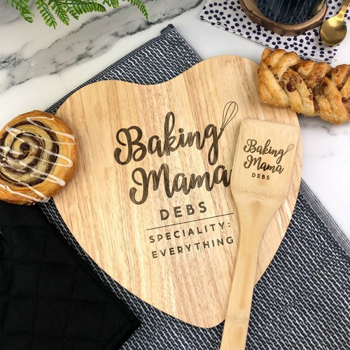 Personalised Baking Mum Set Serving Cake Board Cake Stand Baking Mix Spatula - Picture 10 of 17