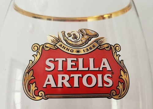 Stella Artois Set of 3 Gold Rimmed Beer Glasses Chalice TWO 50 cl and ONE 40 cl - Picture 3 of 4