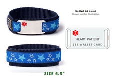 HEART PATIENT Sport Medical Alert ID Bracelet. Size 6.5" max. Free Medical card