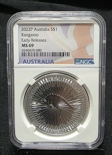 Australia 2022 P 1 oz Silver Dollar Kangaroo MS69 NGC Flag Label