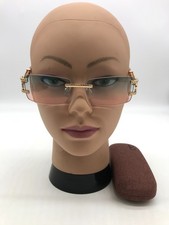 Cartier Rimless Designer Gold/Brown Sunglasse...