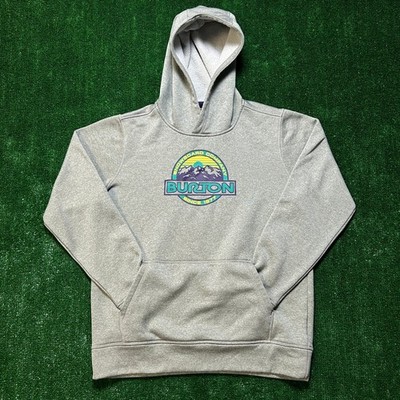 Burton Hoodie Snowboard Company Graphic Fleece Thumbholes Gray Kids XL 14/16