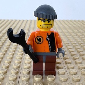 LEGO Factory, Racers: Hot Rod Driver Orange WRENCH rac039, 10200 CAR GARAGE 2008