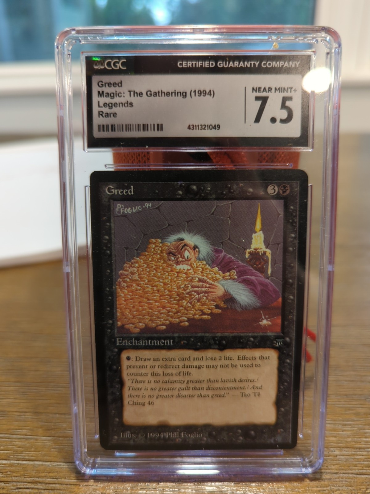 Greed Magic The Gathering 94 Legends Rare CGC Graded 7.5 Near Mint+