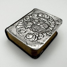 EDWARDIAN STERLING SILVER MOUNTED HYMN BOOK CHERUBS 1905 LEVI & SALAMAN