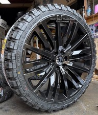 26 Inch Black Wheels 33 Mud Mt Tires Fit Ram 6lug Yukon Sierra Tahoe Silverado