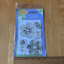 Hero Arts 4X6 Cling Photopolymer Stamps Big Flowers Pattern Floral Petals Leaf